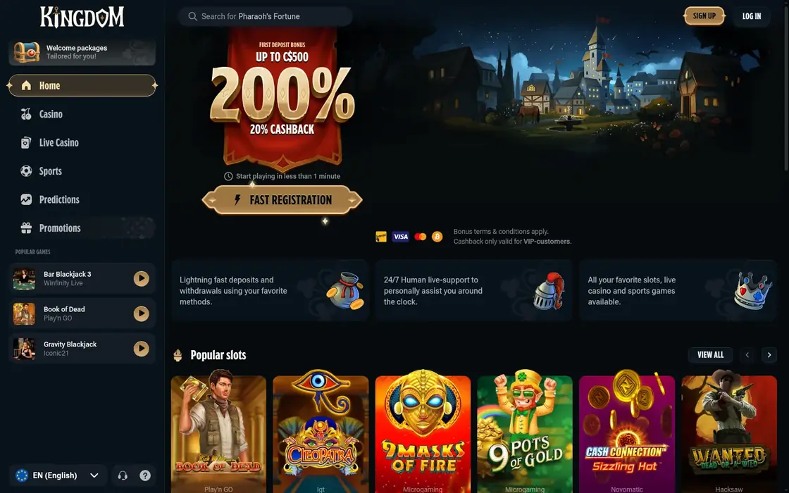 Kingdom Casino homepage