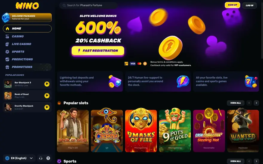 Wino homepage